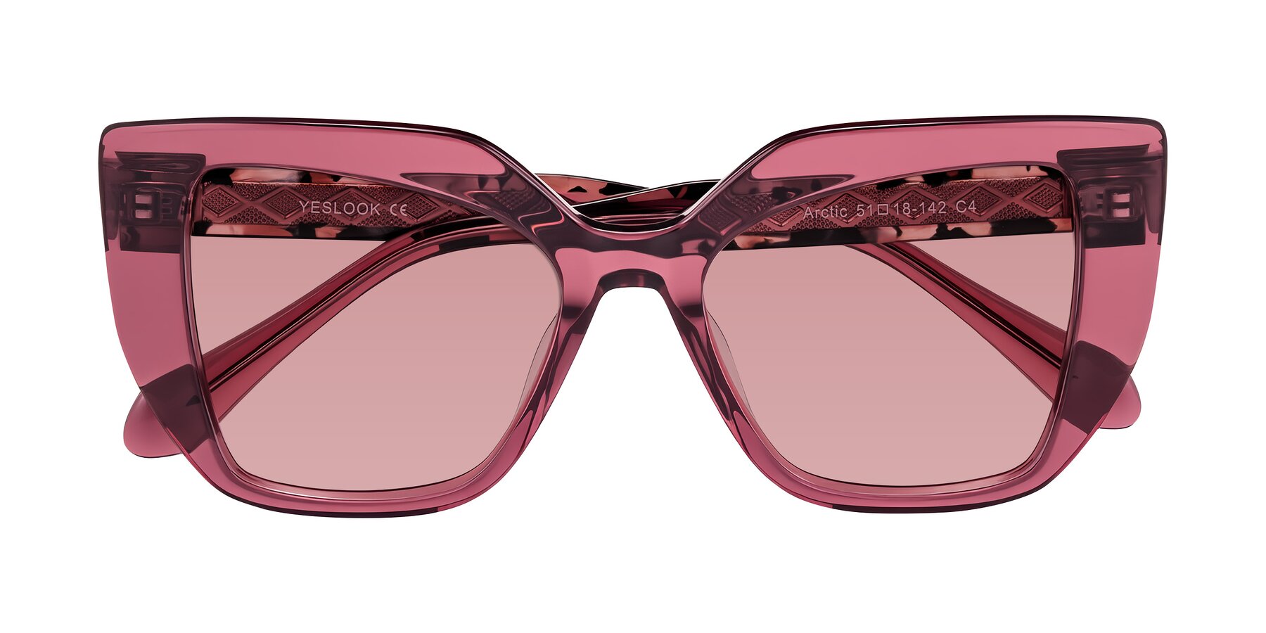 Folded Front of Arctic in Violet with Medium Garnet Tinted Lenses