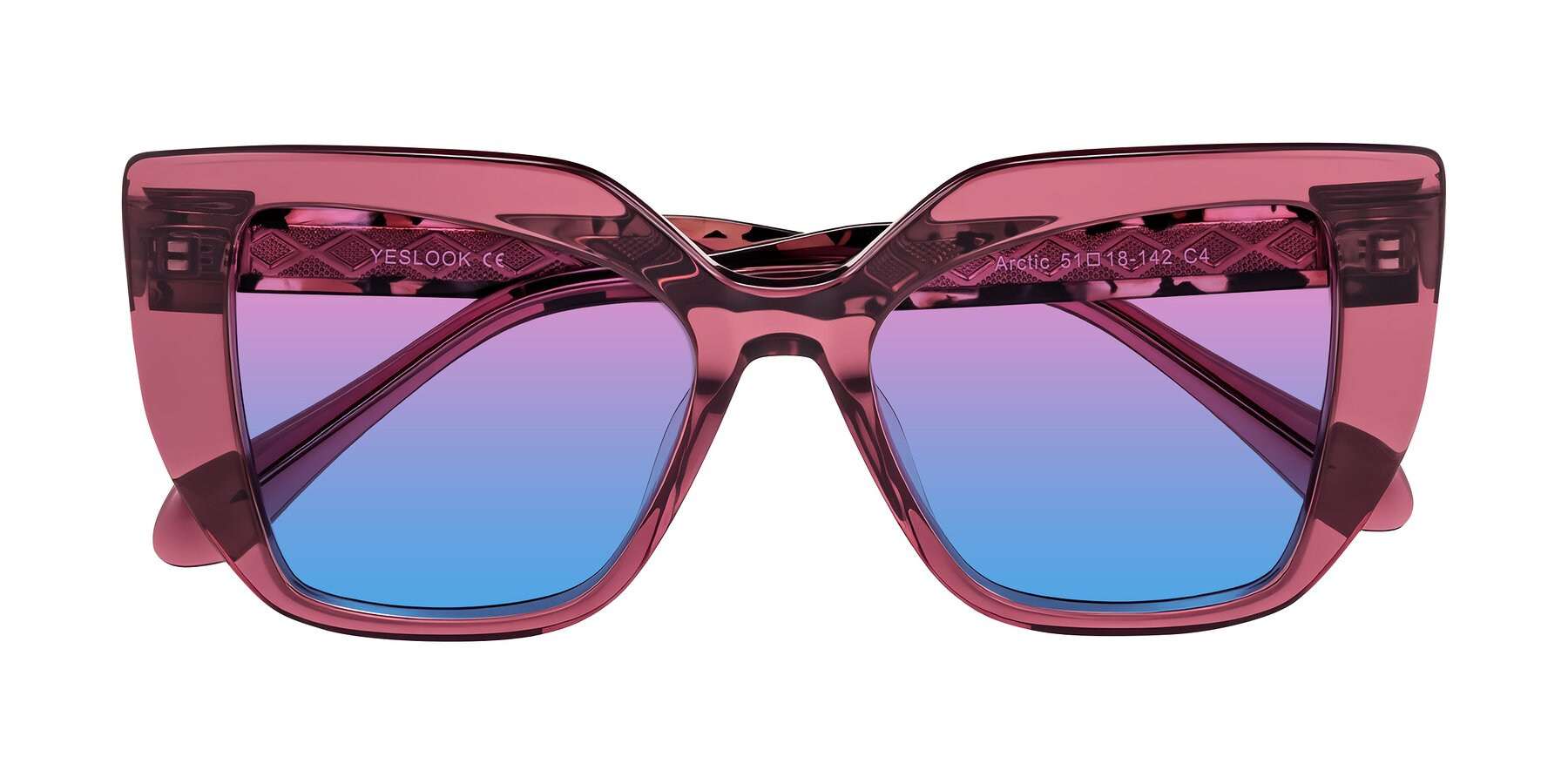 Folded Front of Arctic in Violet with Pink / Blue Gradient Lenses
