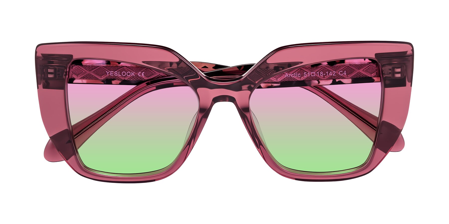 Folded Front of Arctic in Violet with Pink / Green Gradient Lenses