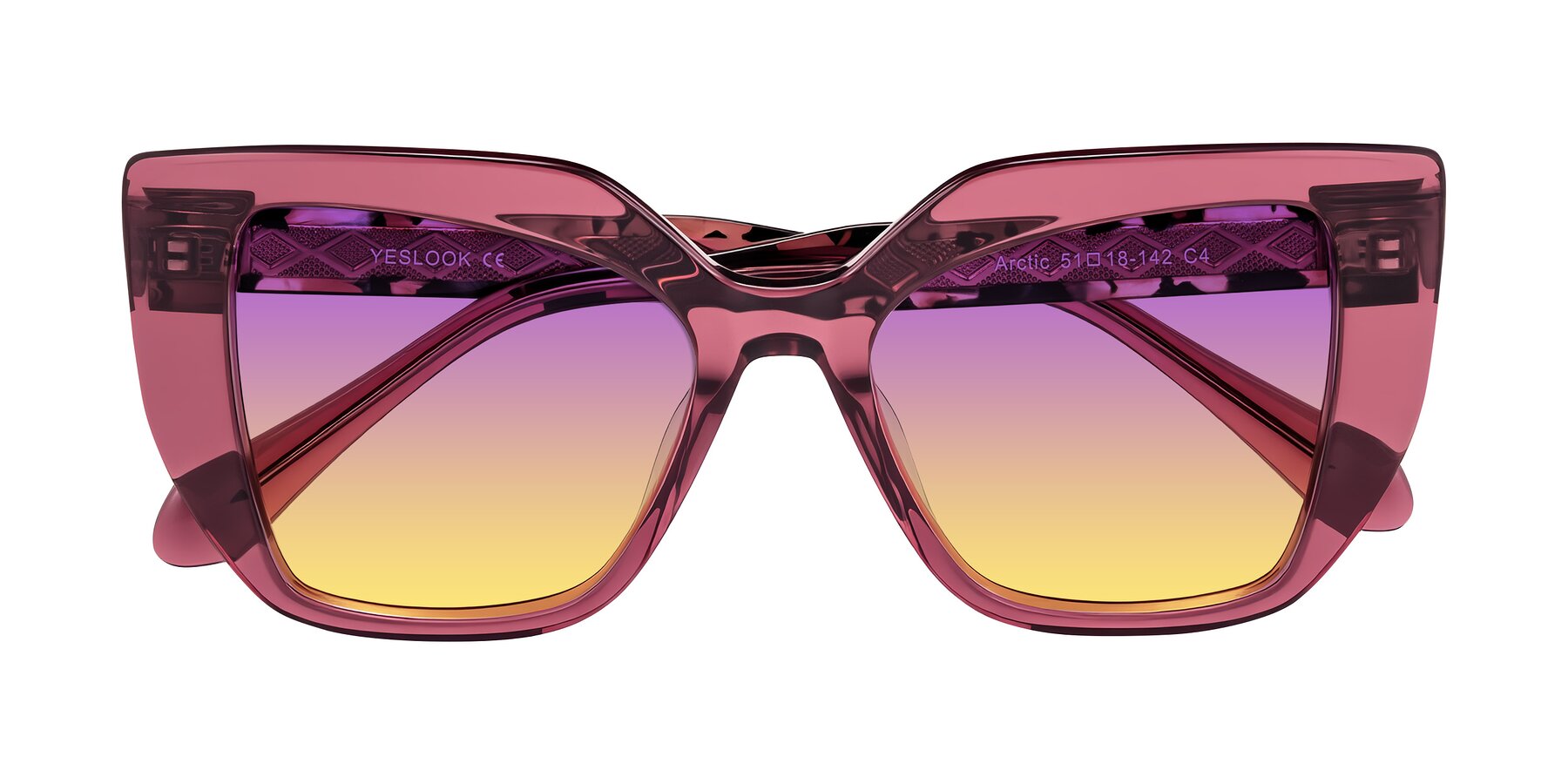 Folded Front of Arctic in Violet with Purple / Yellow Gradient Lenses