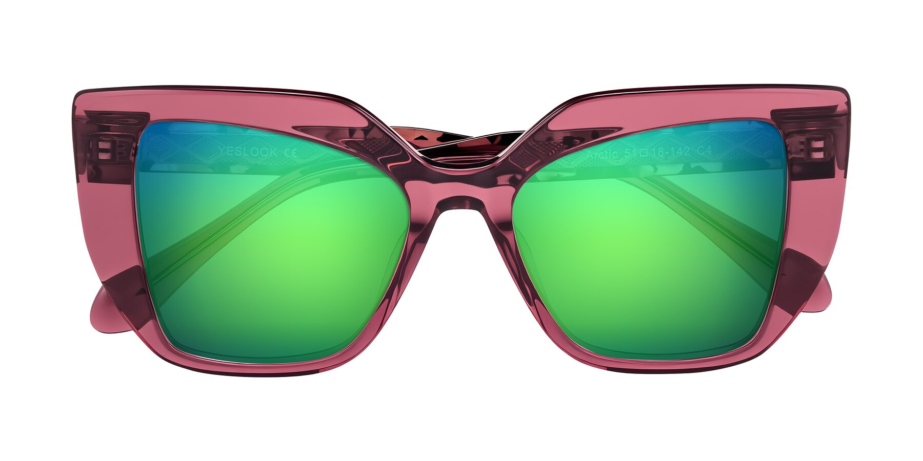 Folded Front of Arctic in Violet with Green Mirrored Lenses