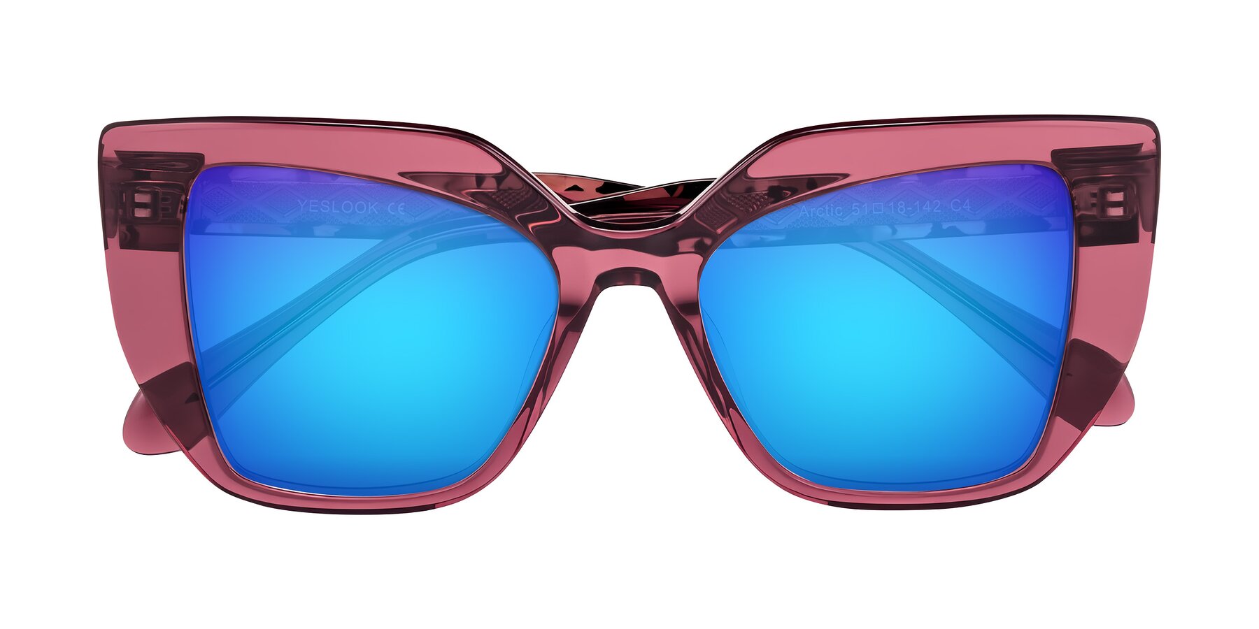 Folded Front of Arctic in Violet with Blue Mirrored Lenses