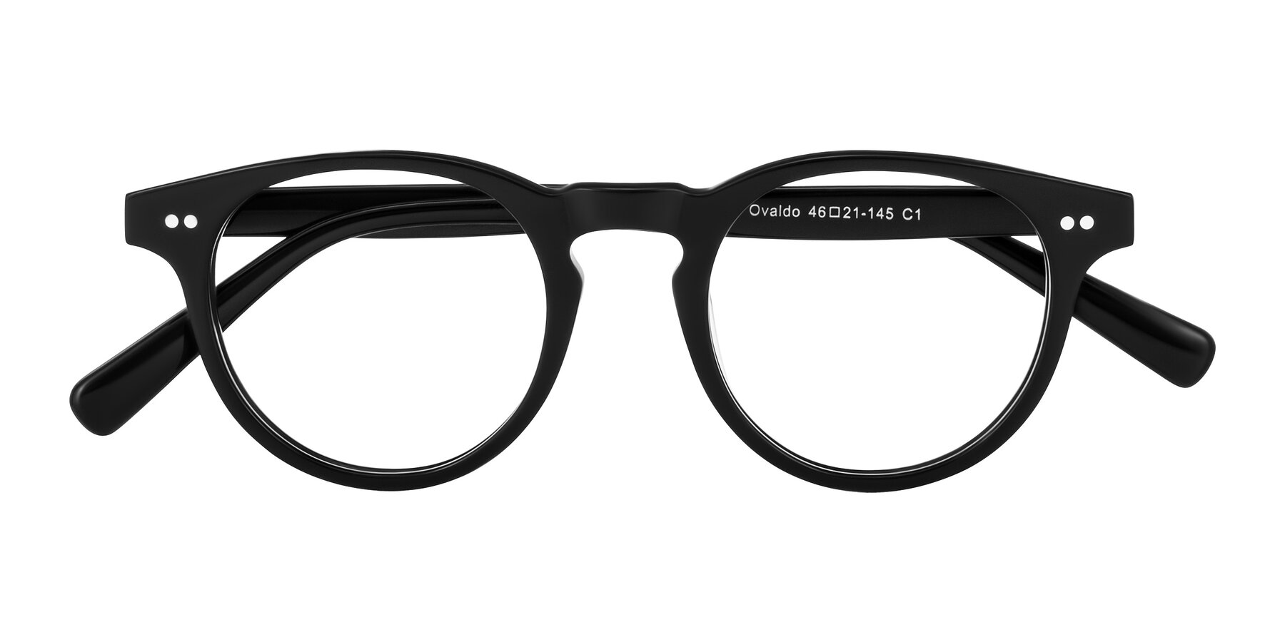 Folded Front of Ovaldo in Black with Clear Blue Light Blocking Lenses
