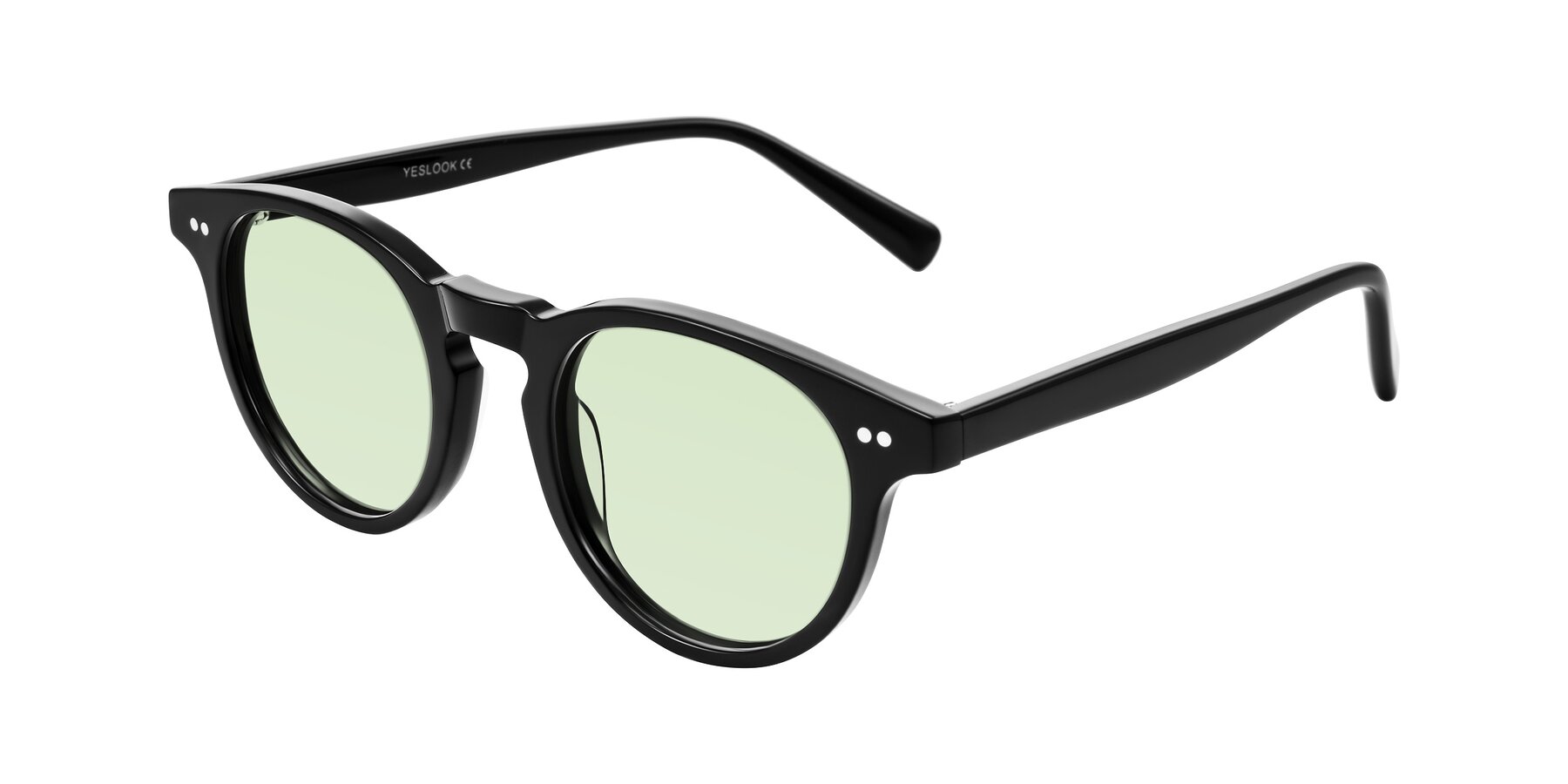 Angle of Ovaldo in Black with Light Green Tinted Lenses