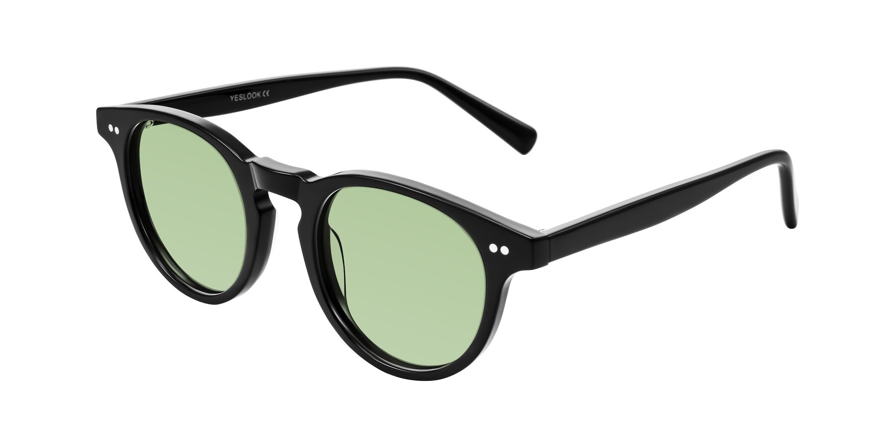 Angle of Ovaldo in Black with Medium Green Tinted Lenses