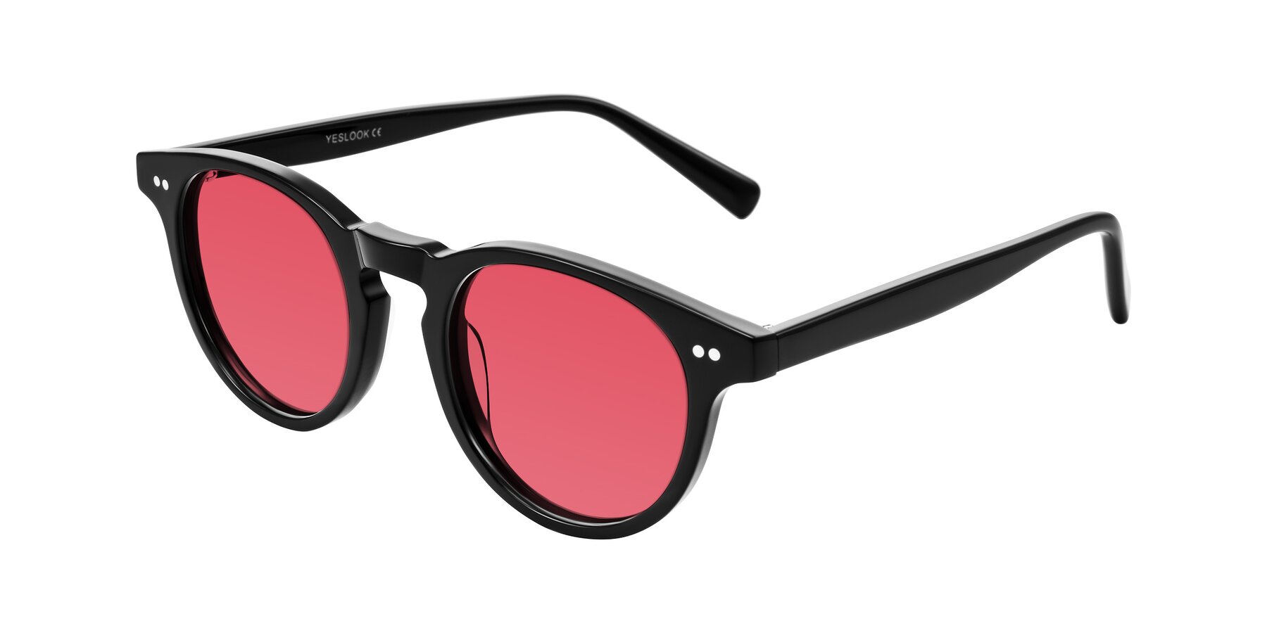Angle of Ovaldo in Black with Red Tinted Lenses