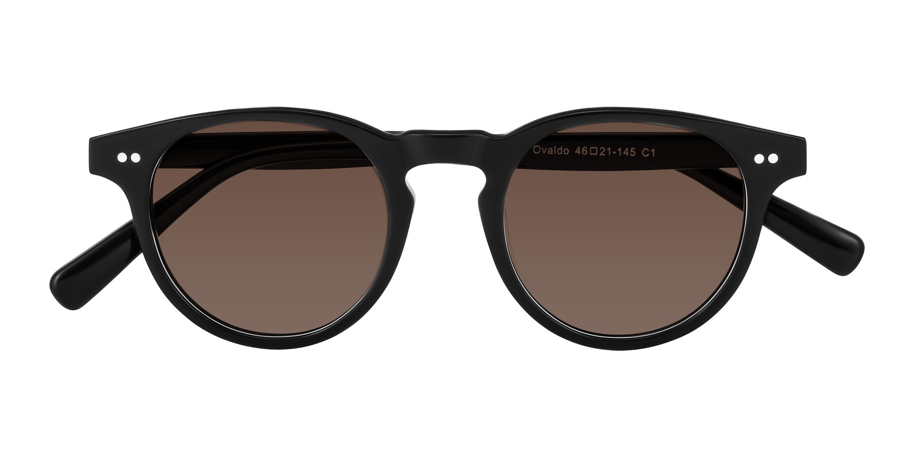 Folded Front of Ovaldo in Black with Brown Tinted Lenses