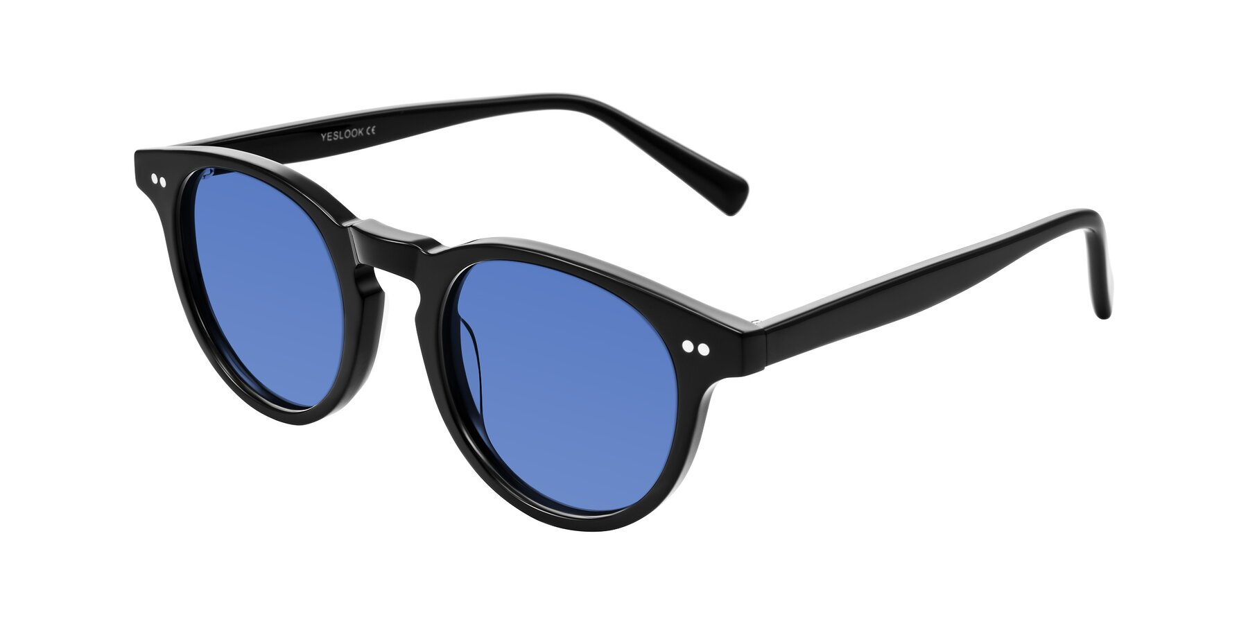 Angle of Ovaldo in Black with Blue Tinted Lenses