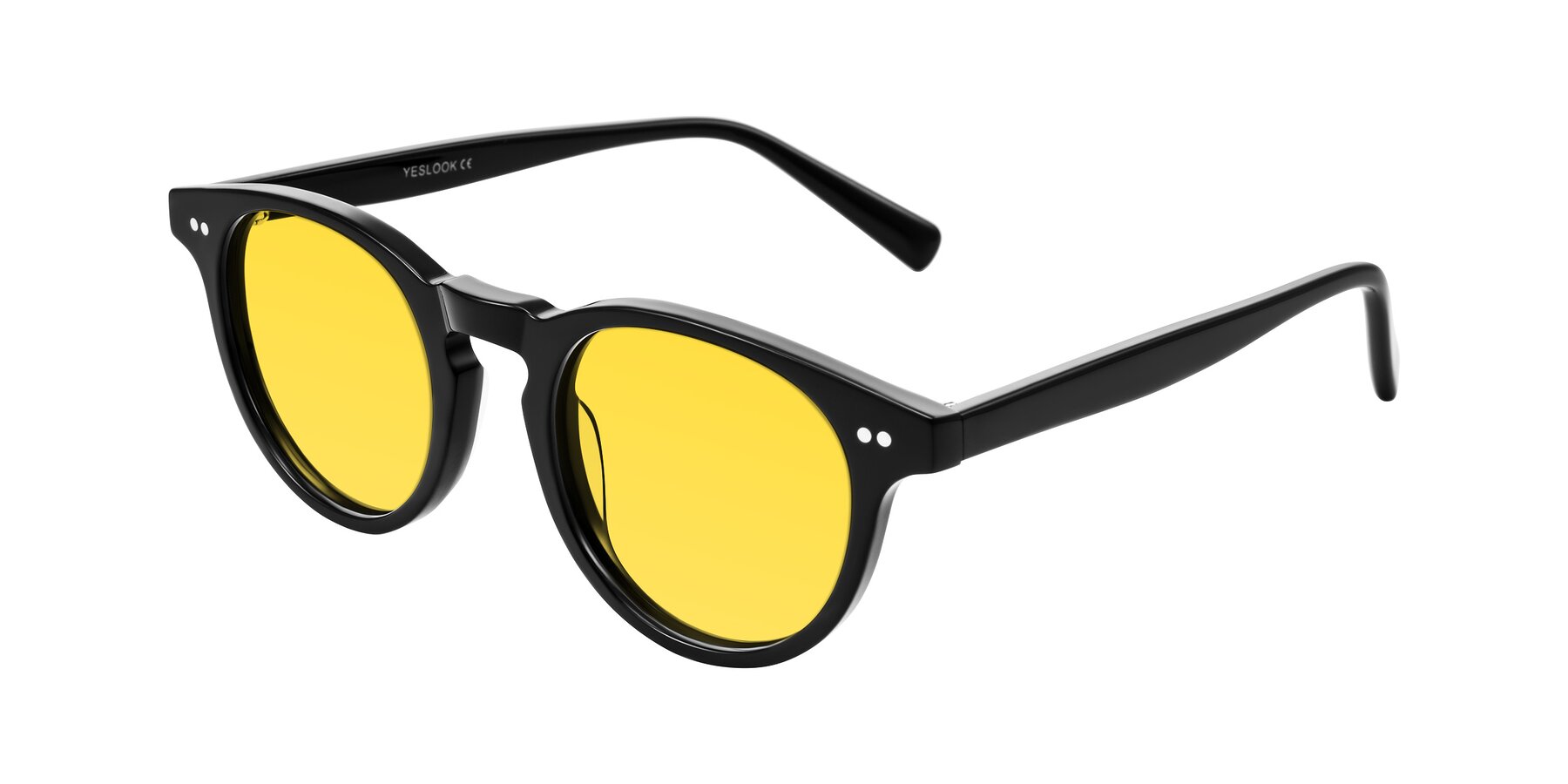 Angle of Ovaldo in Black with Yellow Tinted Lenses