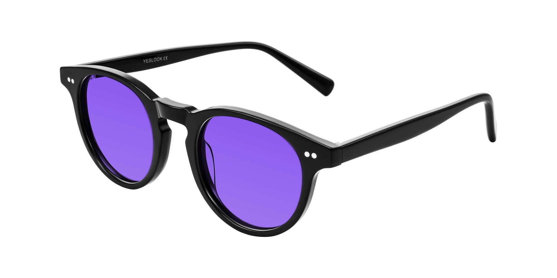 Angle of Ovaldo in Black with Purple Tinted Lenses