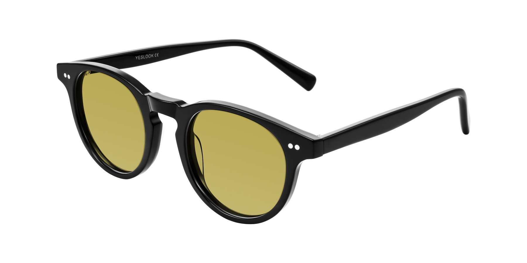 Angle of Ovaldo in Black with Champagne Tinted Lenses