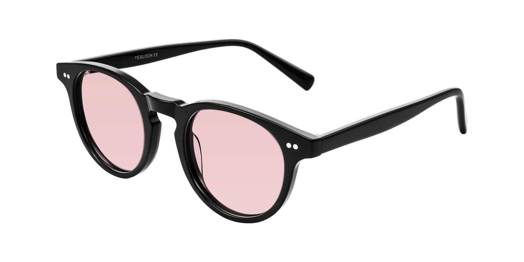 Angle of Ovaldo in Black with Light Garnet Tinted Lenses