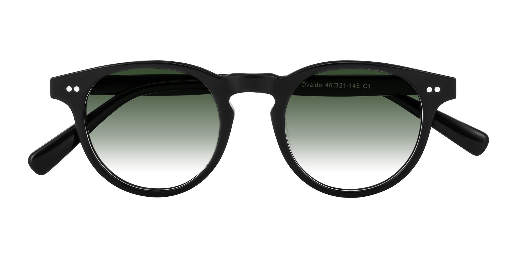 Folded Front of Ovaldo in Black with Green Gradient Lenses