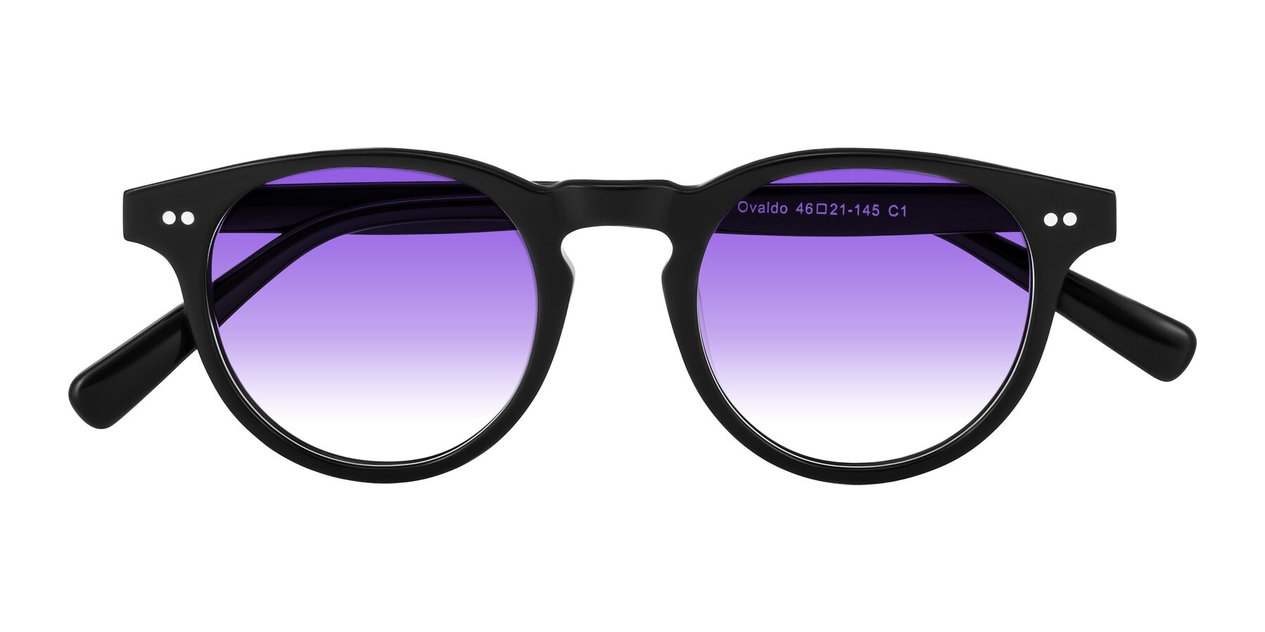 Folded Front of Ovaldo in Black with Purple Gradient Lenses