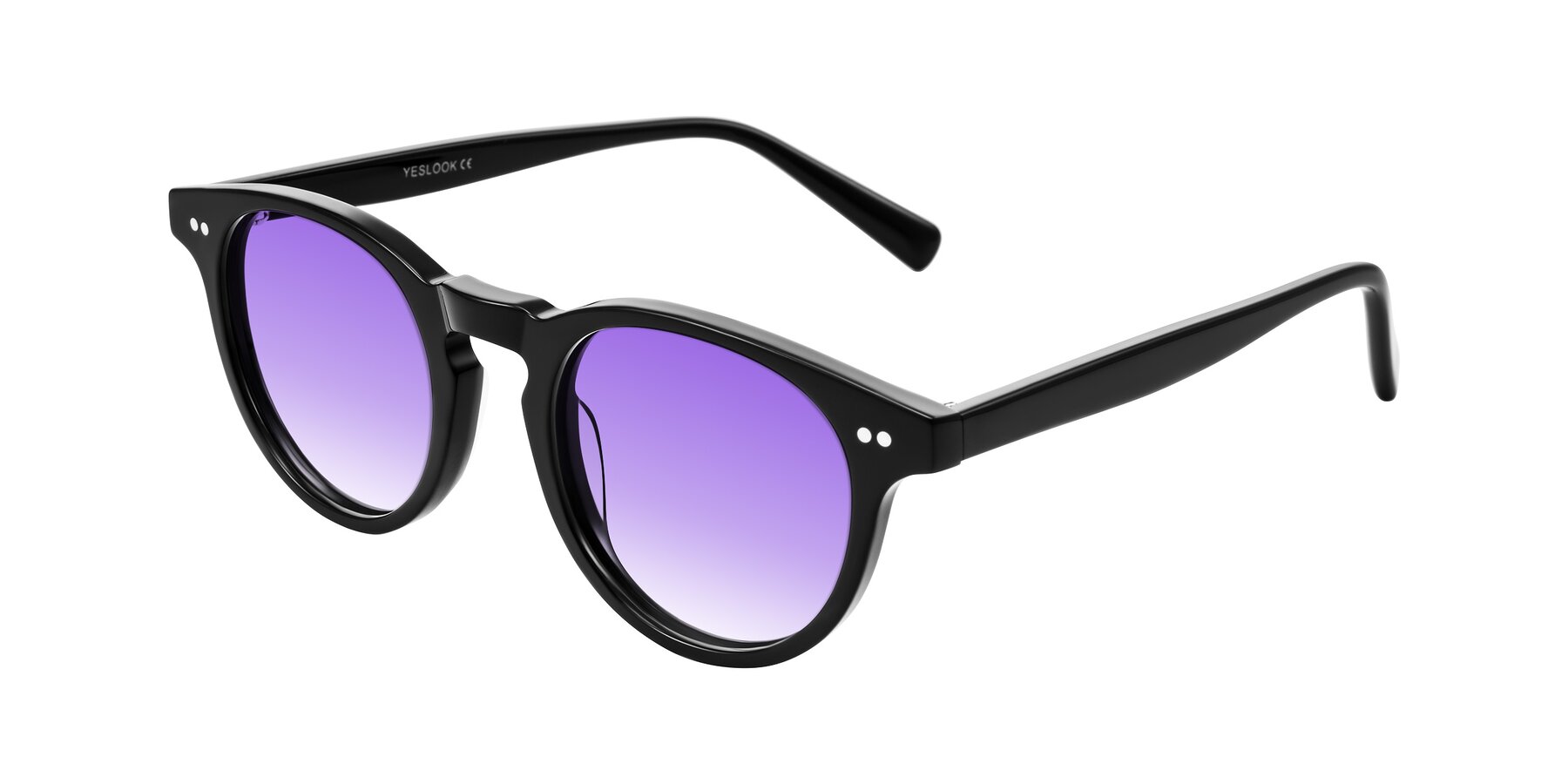 Angle of Ovaldo in Black with Purple Gradient Lenses