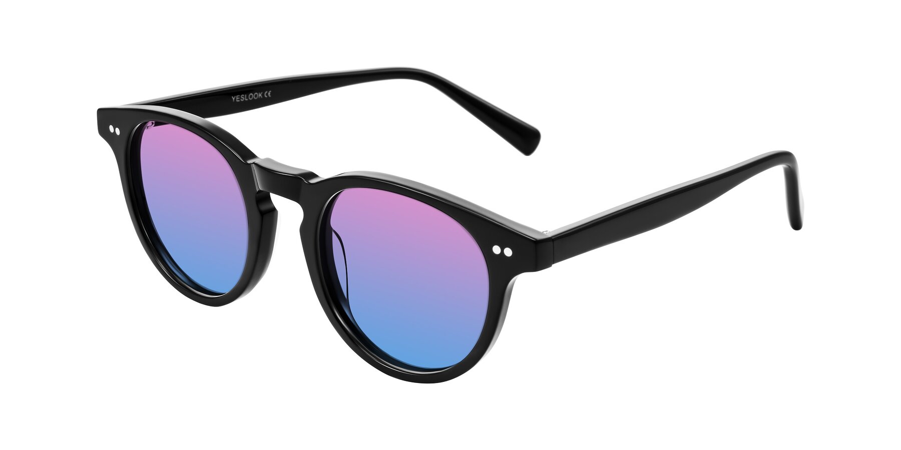 Angle of Ovaldo in Black with Pink / Blue Gradient Lenses