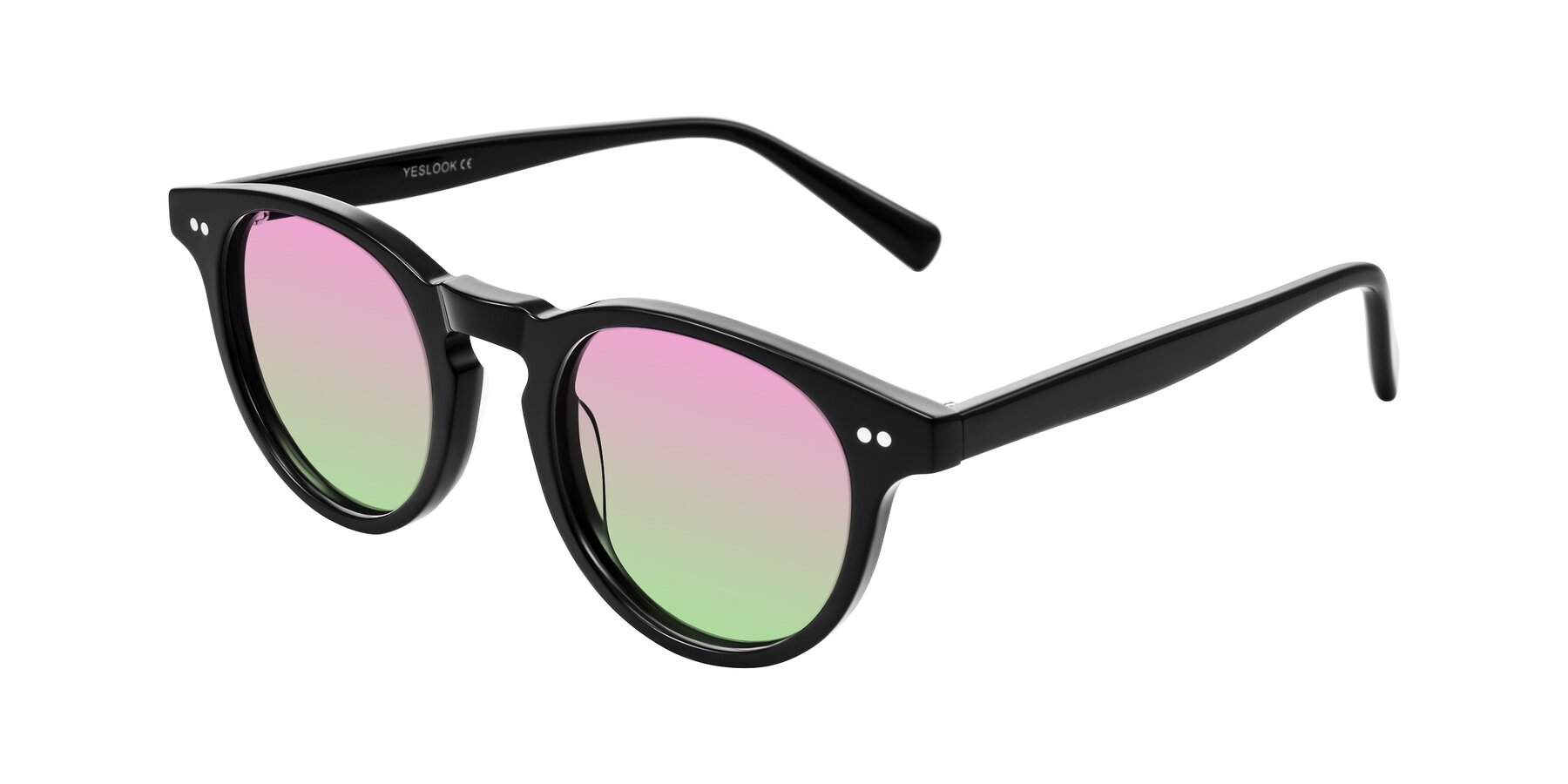 Angle of Ovaldo in Black with Pink / Green Gradient Lenses