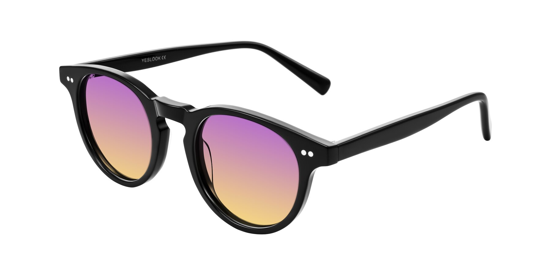 Angle of Ovaldo in Black with Purple / Yellow Gradient Lenses