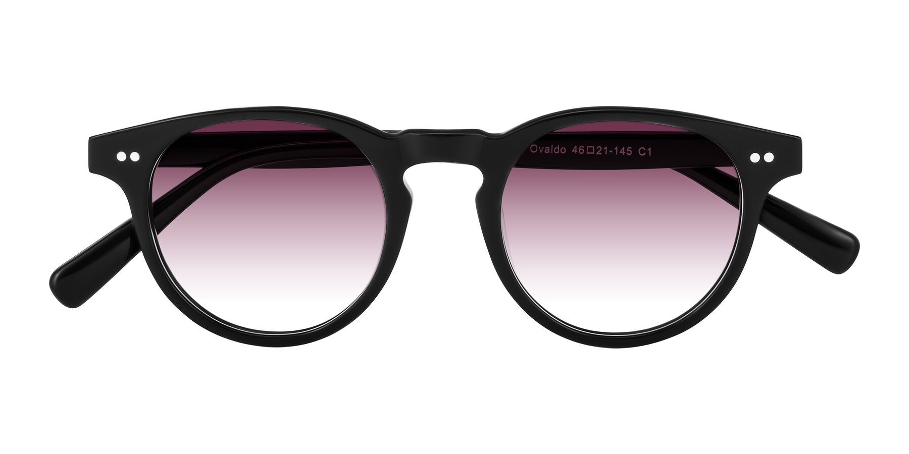 Folded Front of Ovaldo in Black with Wine Gradient Lenses