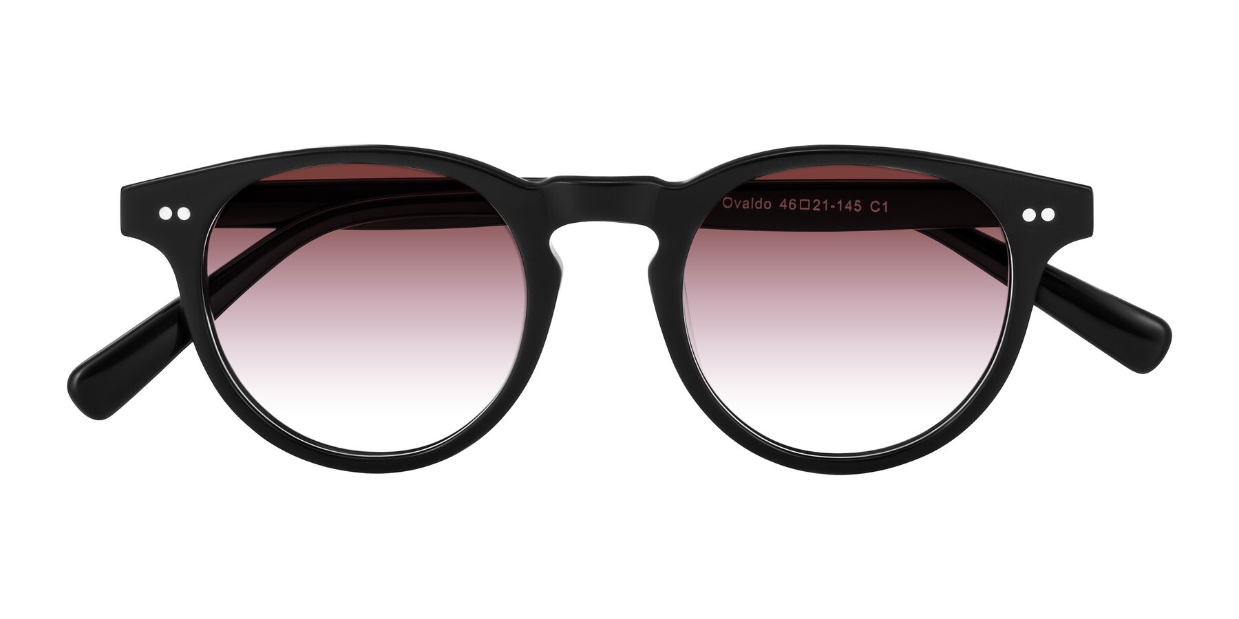 Folded Front of Ovaldo in Black with Garnet Gradient Lenses