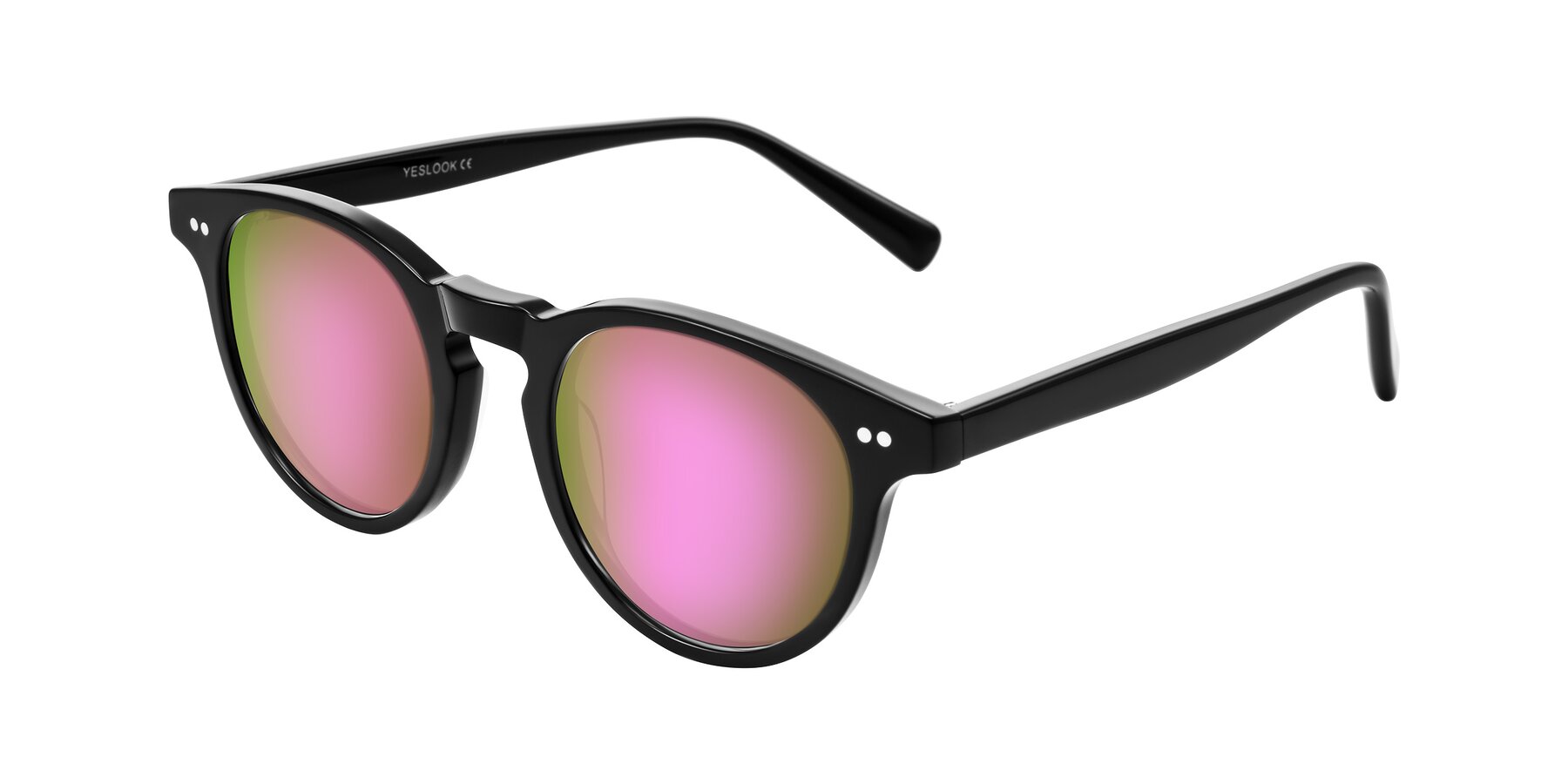 Angle of Ovaldo in Black with Pink Mirrored Lenses