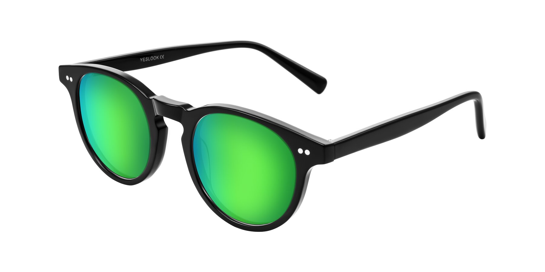 Angle of Ovaldo in Black with Green Mirrored Lenses