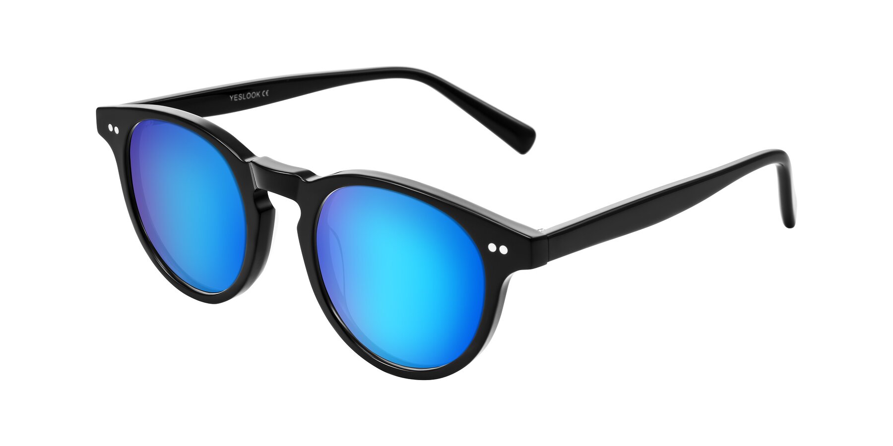 Angle of Ovaldo in Black with Blue Mirrored Lenses