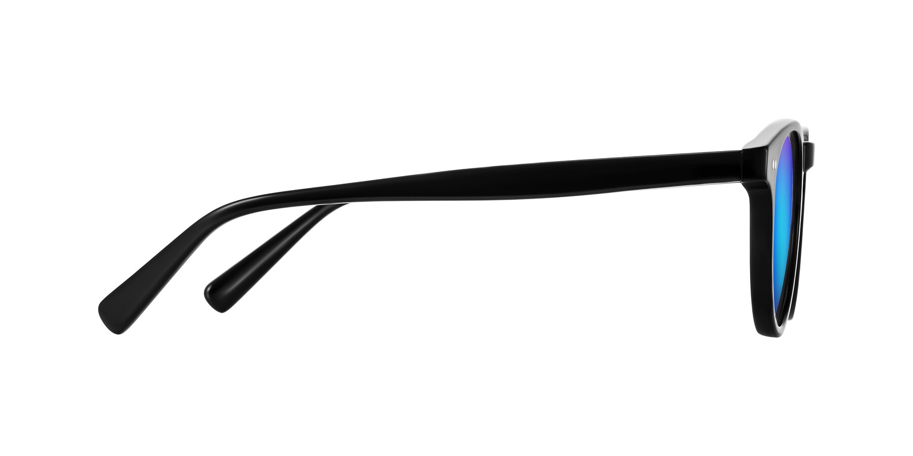 Side of Ovaldo in Black with Blue Mirrored Lenses