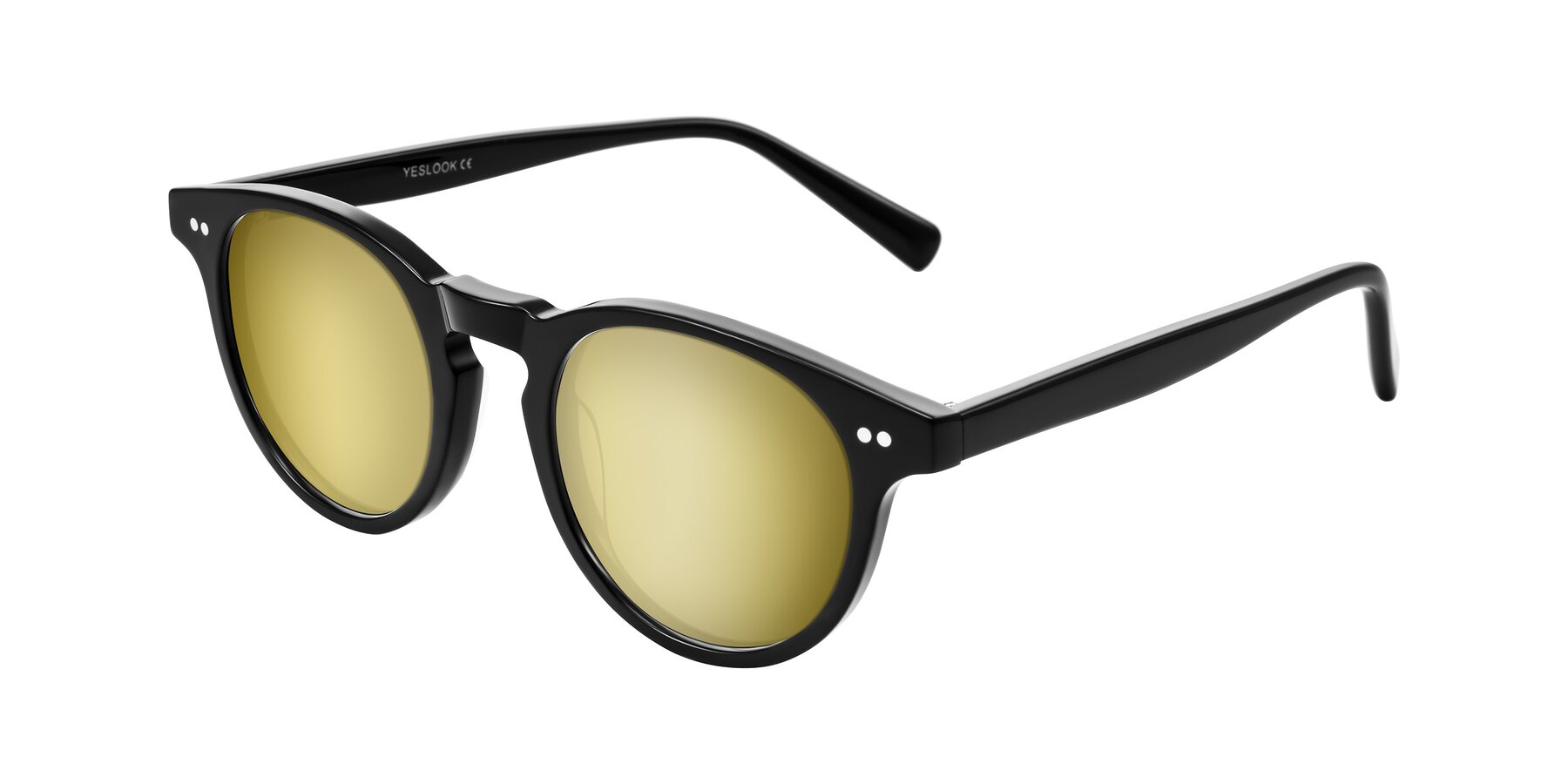 Angle of Ovaldo in Black with Gold Mirrored Lenses