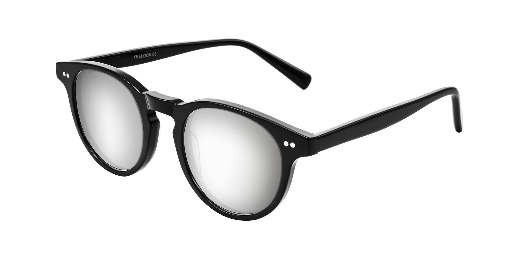 Angle of Ovaldo in Black with Silver Mirrored Lenses