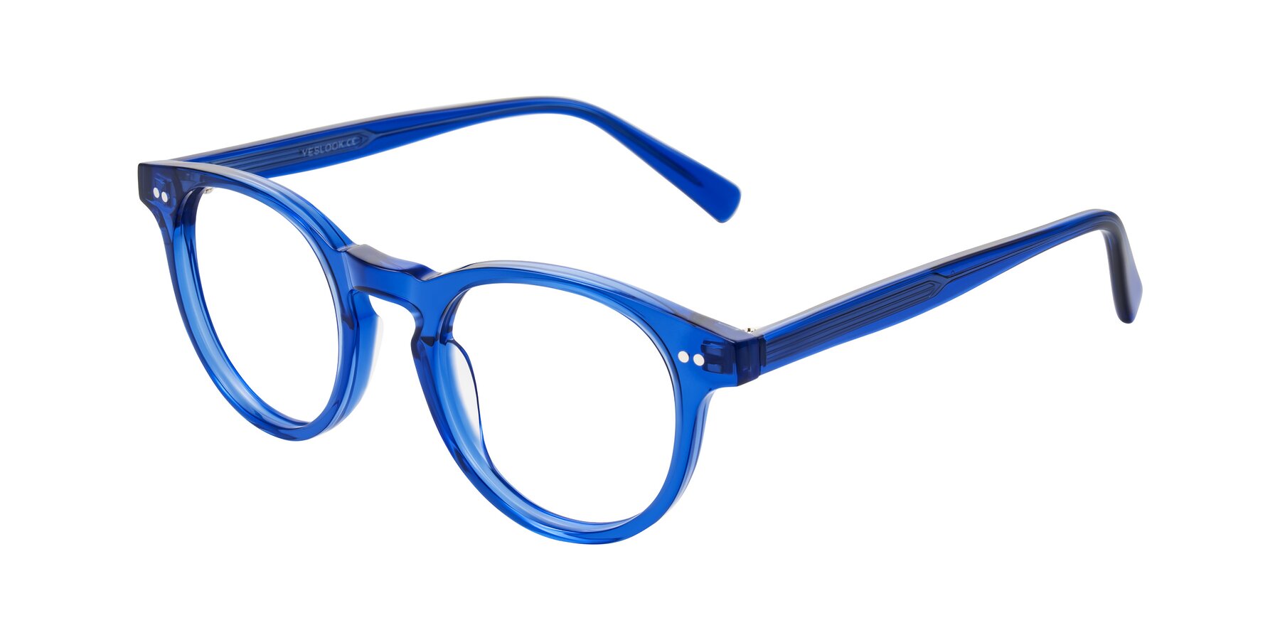 Angle of Ovaldo in Blue with Clear Reading Eyeglass Lenses