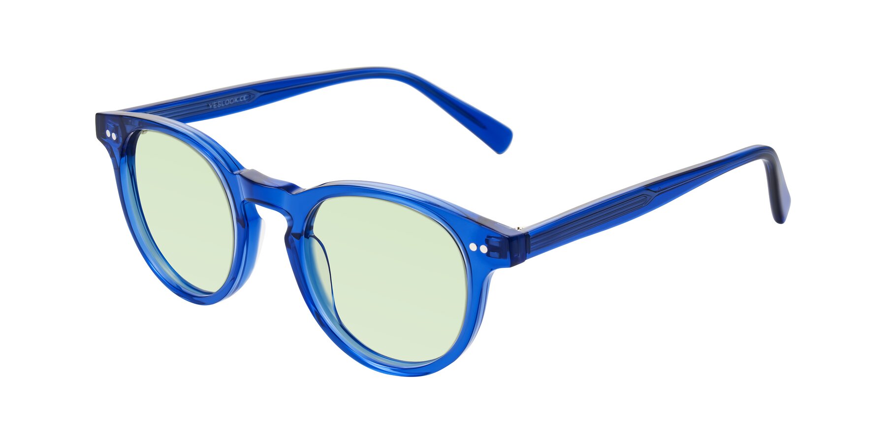 Angle of Ovaldo in Blue with Light Green Tinted Lenses