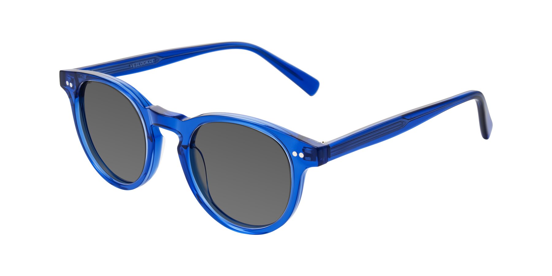 Angle of Ovaldo in Blue with Medium Gray Tinted Lenses