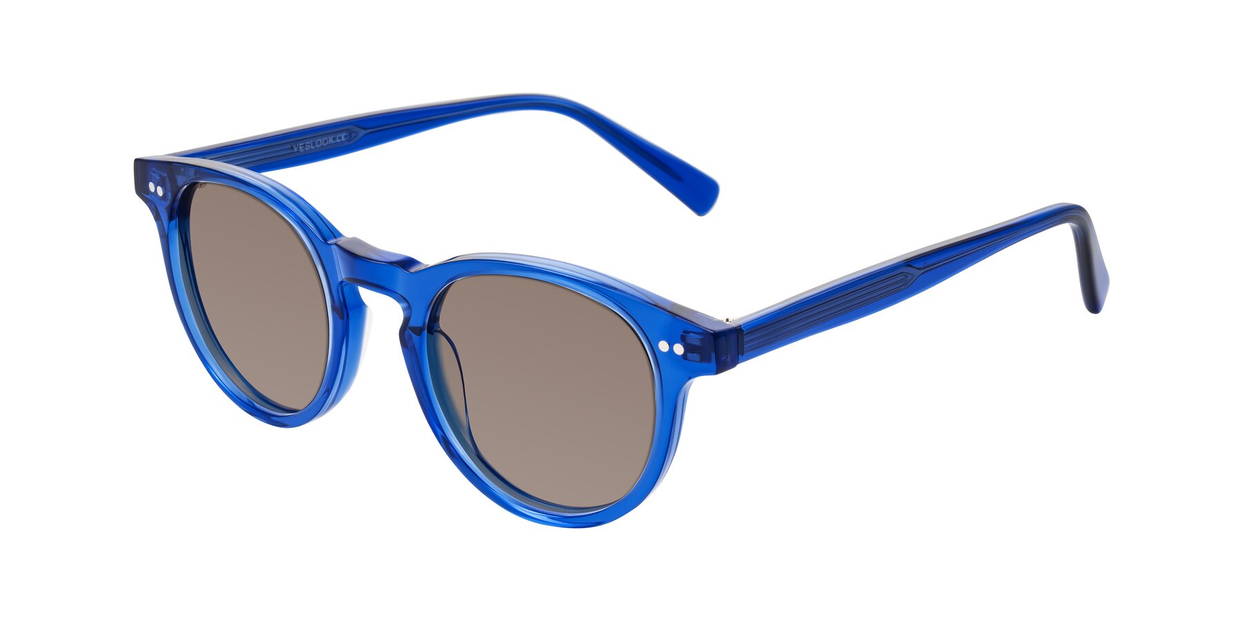 Angle of Ovaldo in Blue with Medium Brown Tinted Lenses