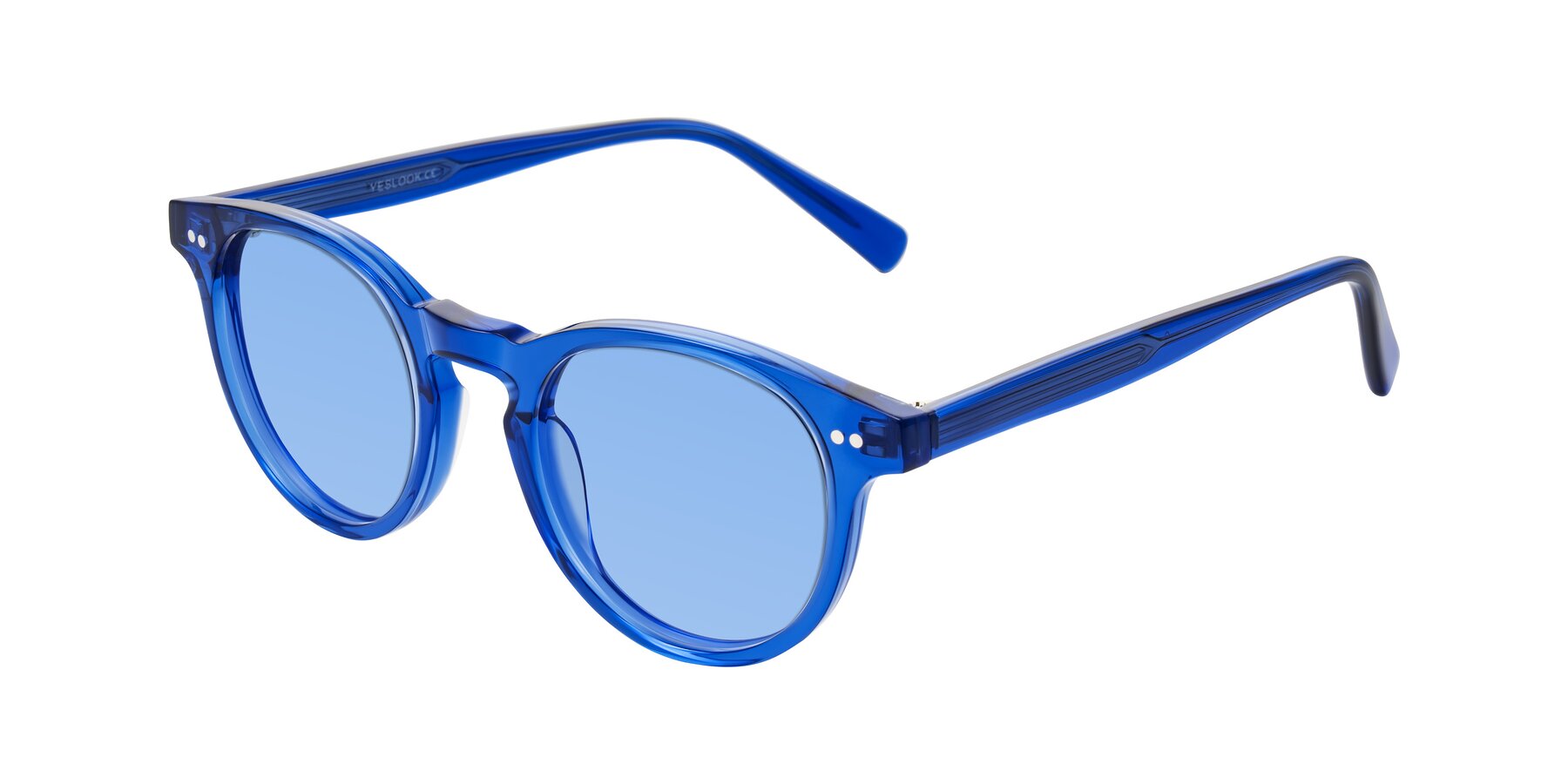 Angle of Ovaldo in Blue with Medium Blue Tinted Lenses