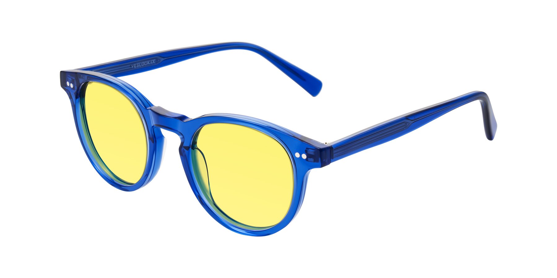 Angle of Ovaldo in Blue with Medium Yellow Tinted Lenses
