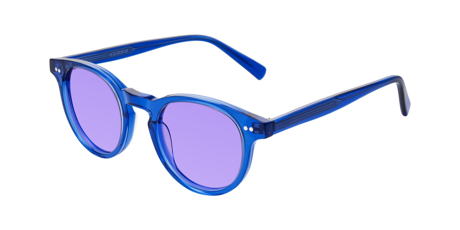 Angle of Ovaldo in Blue with Medium Purple Tinted Lenses