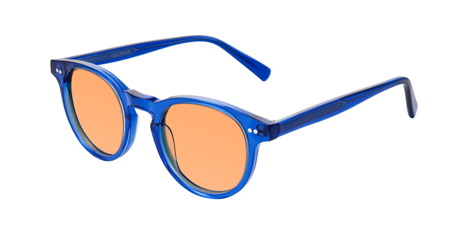 Angle of Ovaldo in Blue with Medium Orange Tinted Lenses