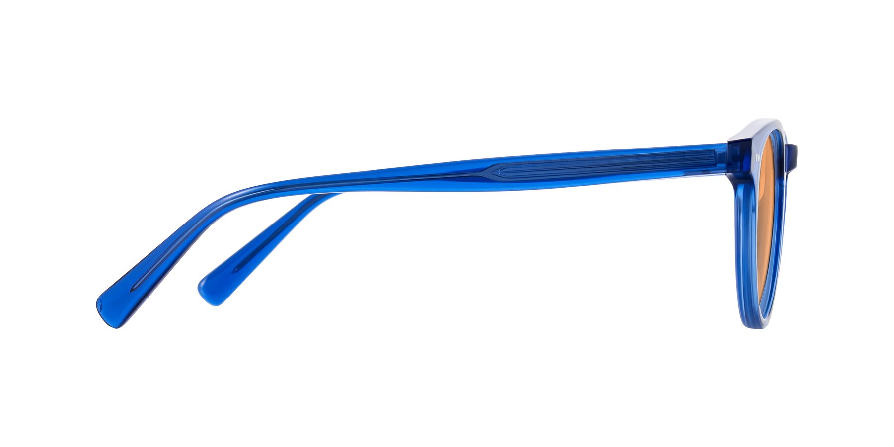 Side of Ovaldo in Blue with Medium Orange Tinted Lenses