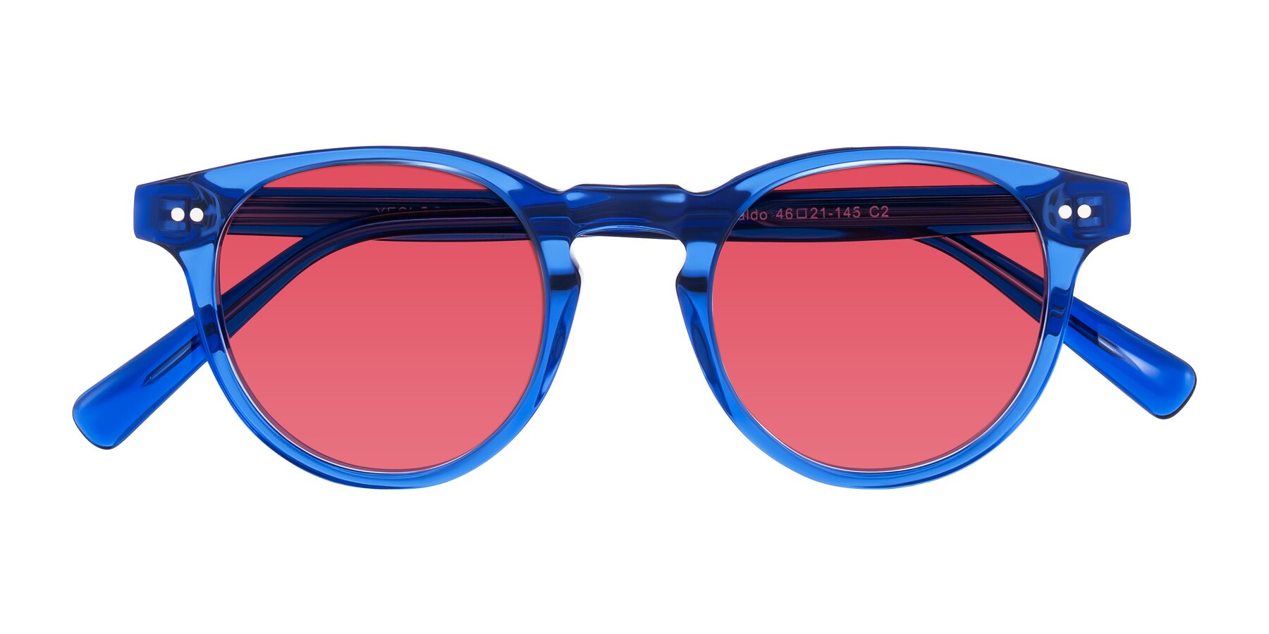 Folded Front of Ovaldo in Blue with Red Tinted Lenses