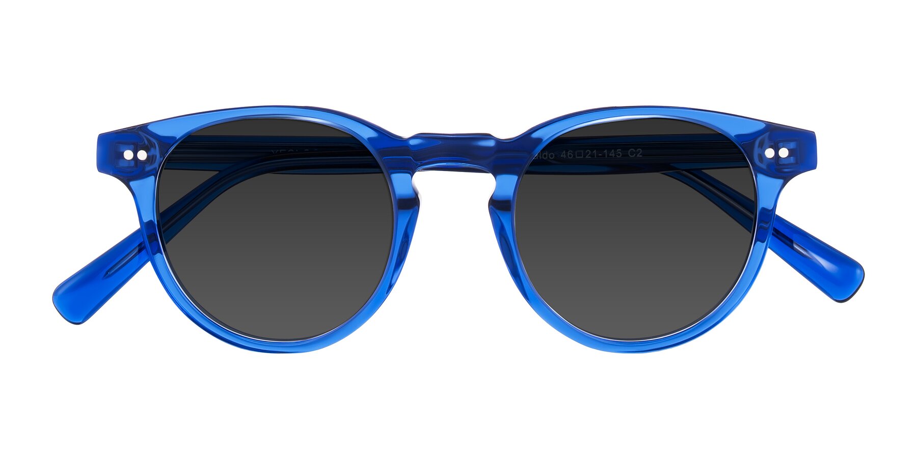 Folded Front of Ovaldo in Blue with Gray Tinted Lenses