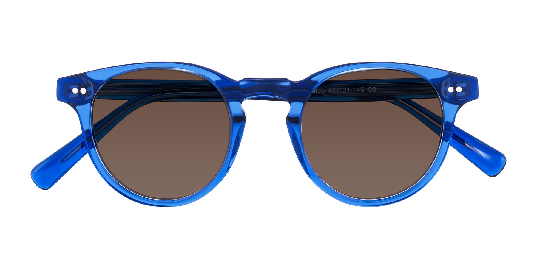Folded Front of Ovaldo in Blue with Brown Tinted Lenses