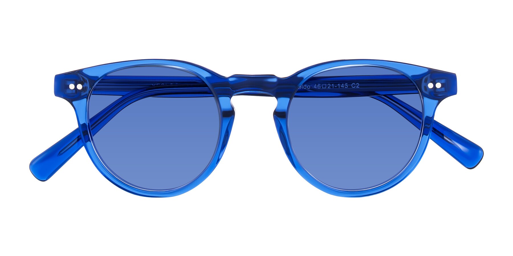 Folded Front of Ovaldo in Blue with Blue Tinted Lenses