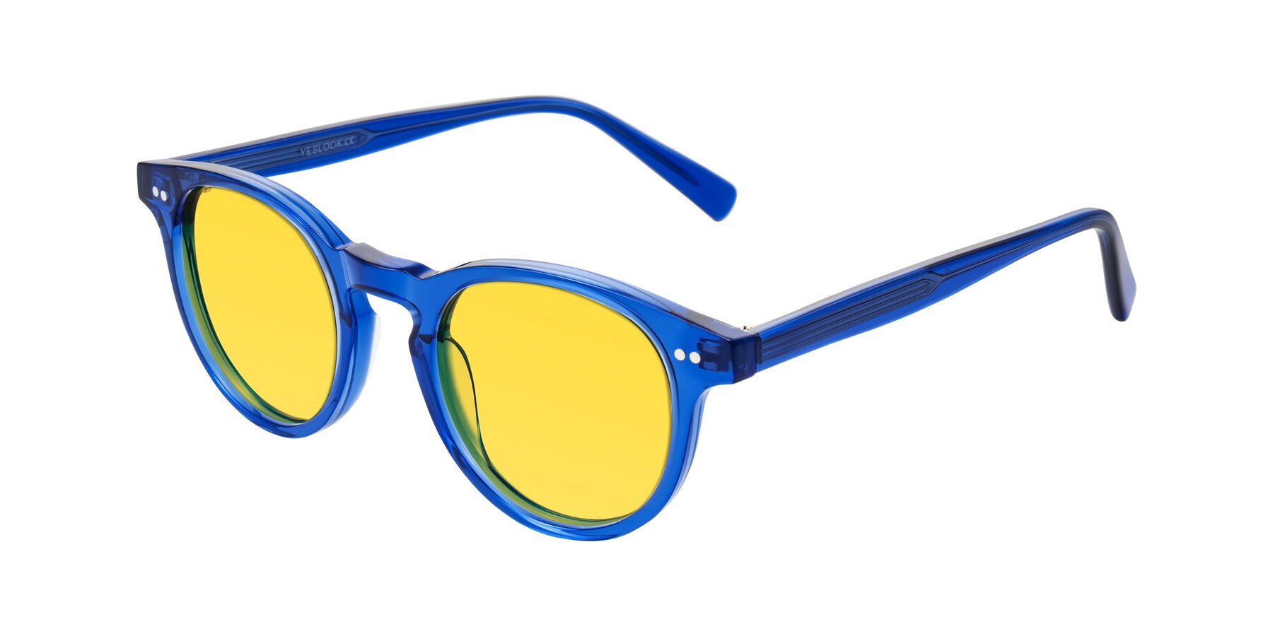 Angle of Ovaldo in Blue with Yellow Tinted Lenses