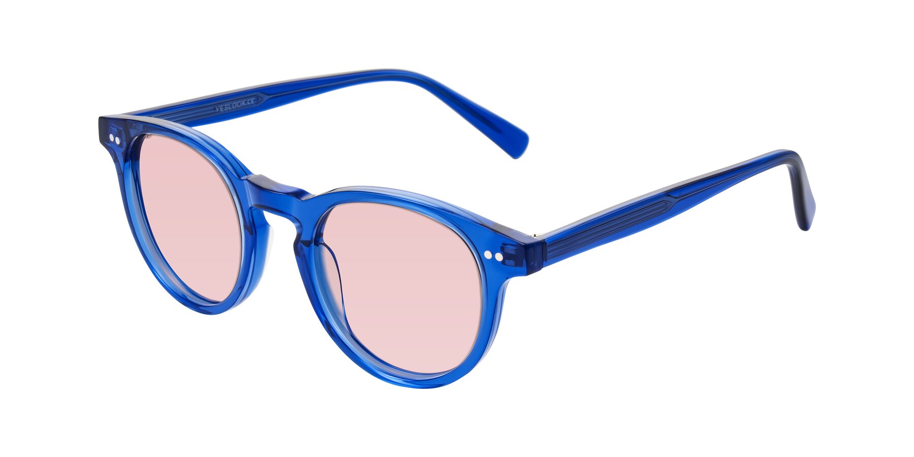 Angle of Ovaldo in Blue with Light Garnet Tinted Lenses