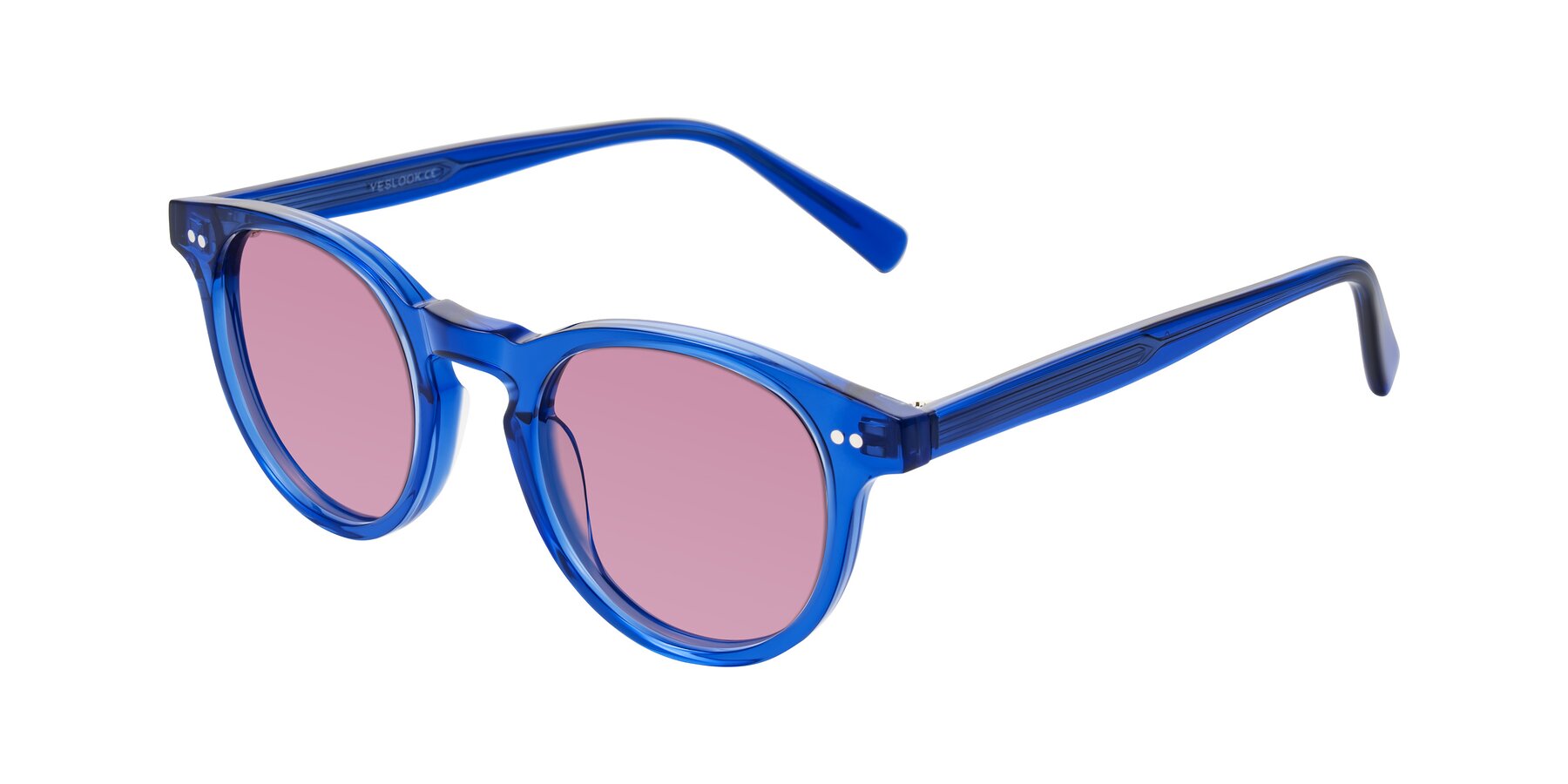 Angle of Ovaldo in Blue with Medium Wine Tinted Lenses