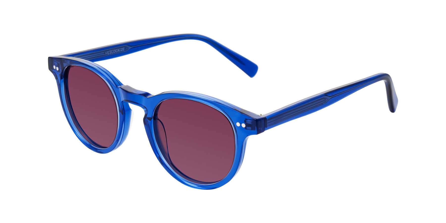 Angle of Ovaldo in Blue with Wine Tinted Lenses
