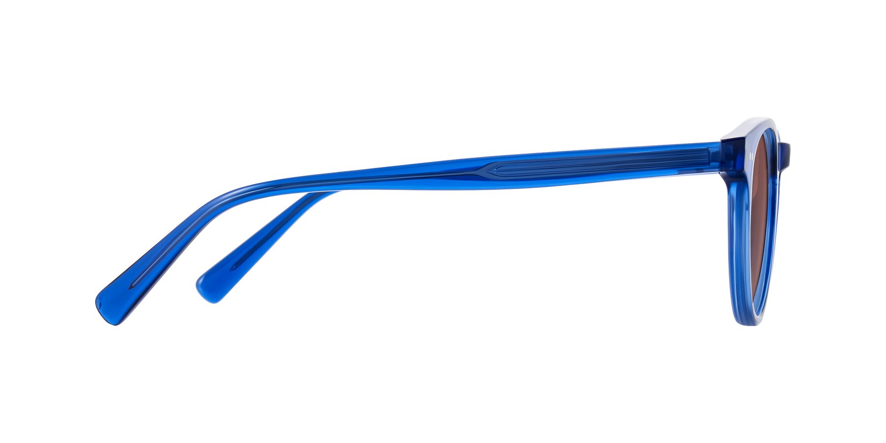 Side of Ovaldo in Blue with Garnet Tinted Lenses