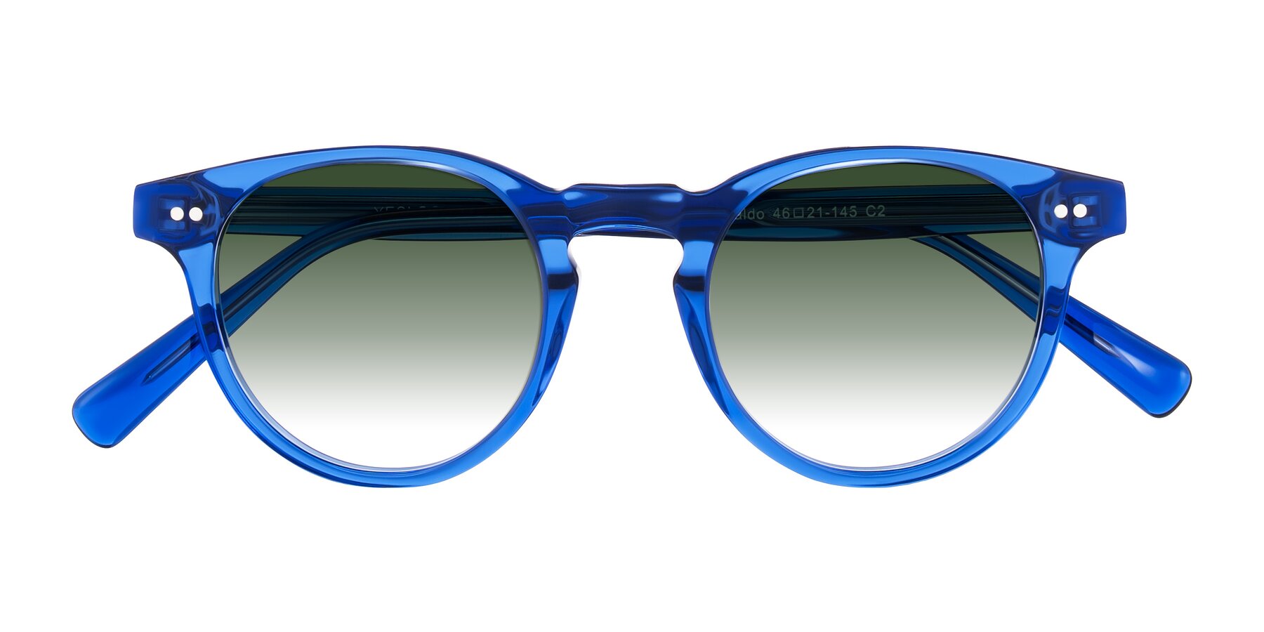 Folded Front of Ovaldo in Blue with Green Gradient Lenses