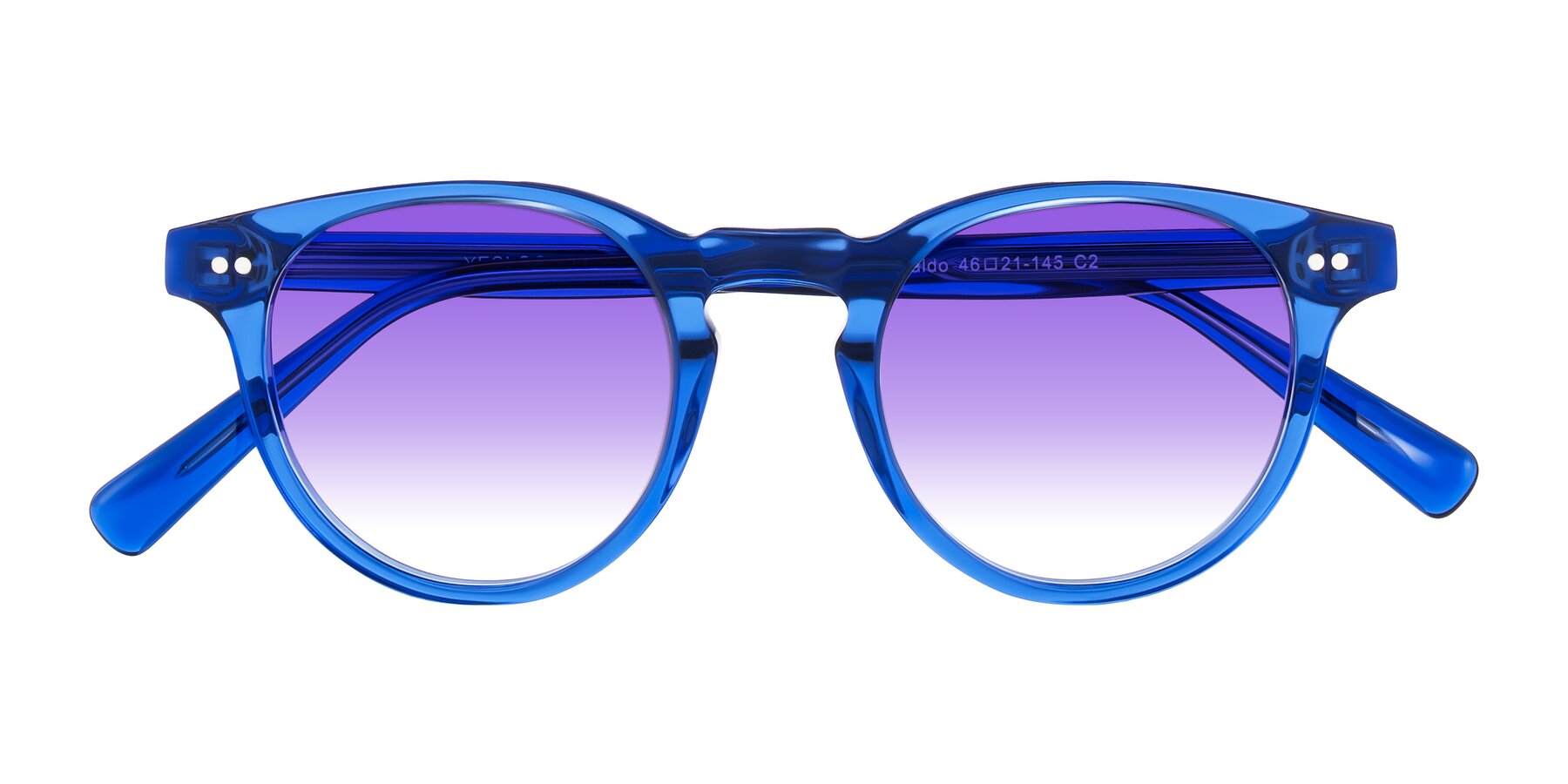 Folded Front of Ovaldo in Blue with Purple Gradient Lenses